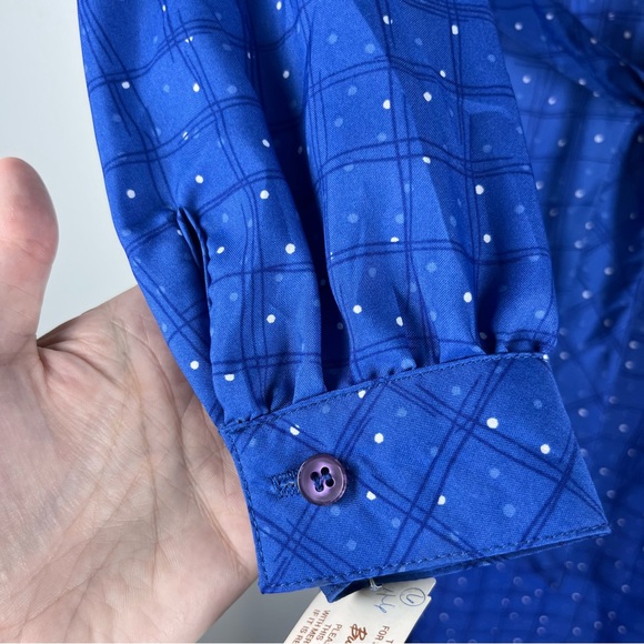 New VTG Schrader Sport Lightweight Belted Blue Polka Dot Button Midi Dress 6P - Picture 10 of 14